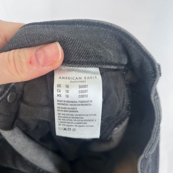American Eagle Dark Gray Straight Leg Denim Jeans Size 10 - Picture 9 of 10